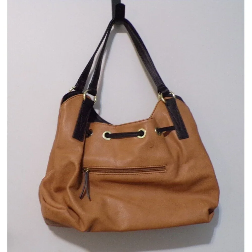 Liz‎ Claiborne Leather Handbag Brown & Black w/Gold Accents
